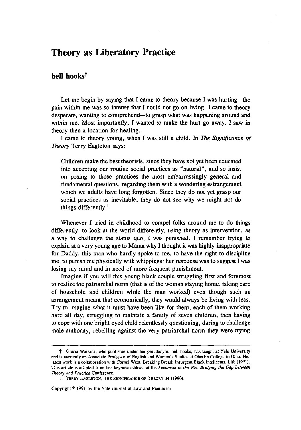 Theory as Liberatory Practice